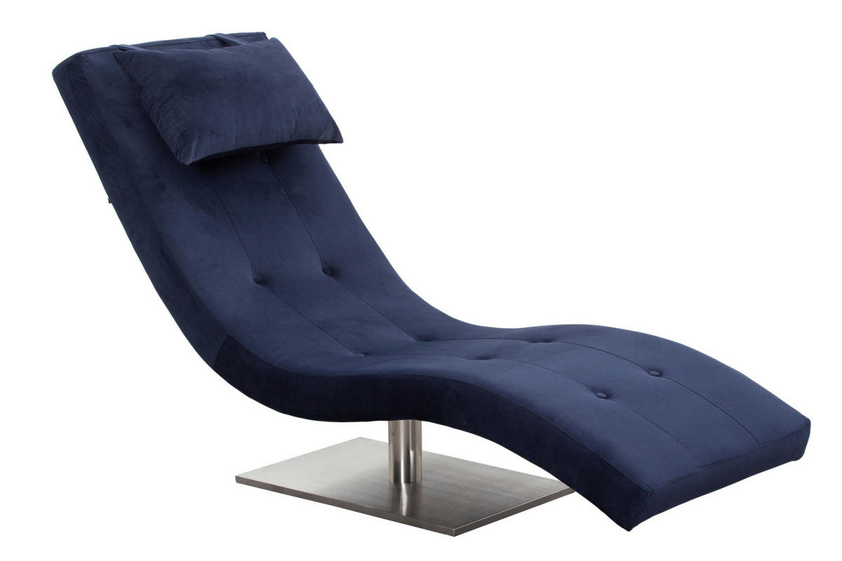 RELAXLIEGE in Samt Blau  - Blau/Silberfarben, MODERN, Textil/Metall (60/82/170cm) - Livetastic