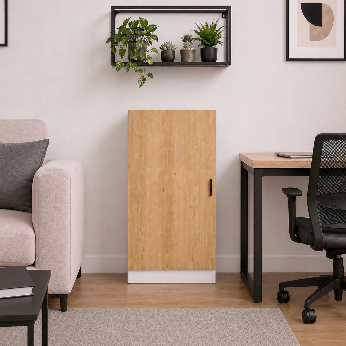 AKTENSCHRANK Weiß, Honigeiche  - Honigeiche/Weiß, MODERN, Holzwerkstoff (52/114/32cm) - MID.YOU