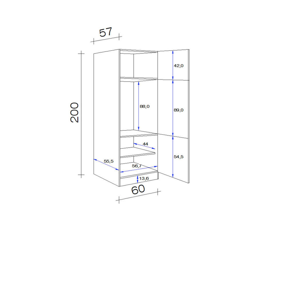 Thumbnail - FlexWell Geräteumbauschrank, Kaschmir, Metall, 1 Fächer, einmalig seitenverkehrt montierbar, 60x200x57 cm, Made in Germa...