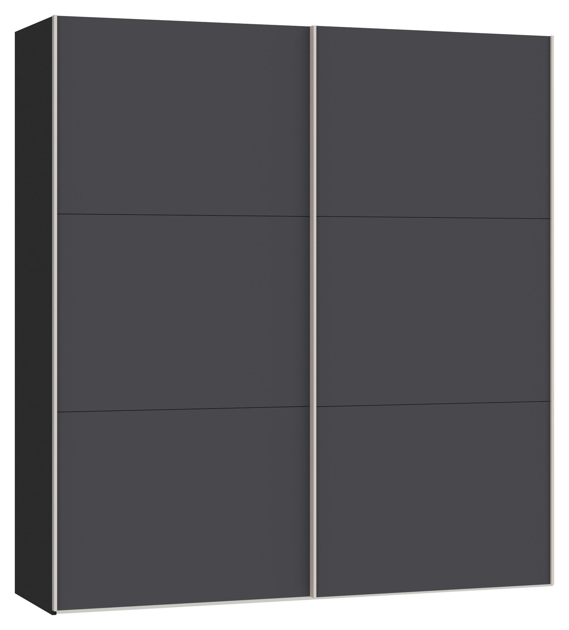 SCHWEBETÜRENSCHRANK 203/215/65 cm 2-türig Anthrazit, Schwarz  - Edelstahlfarben/Anthrazit, Design, Holzwerkstoff (203/215/65cm) - Boxxx