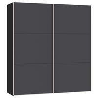 SCHWEBETÜRENSCHRANK  in Anthrazit, Schwarz  - Edelstahlfarben/Anthrazit, Design, Holzwerkstoff (203/215/65cm) - Carryhome