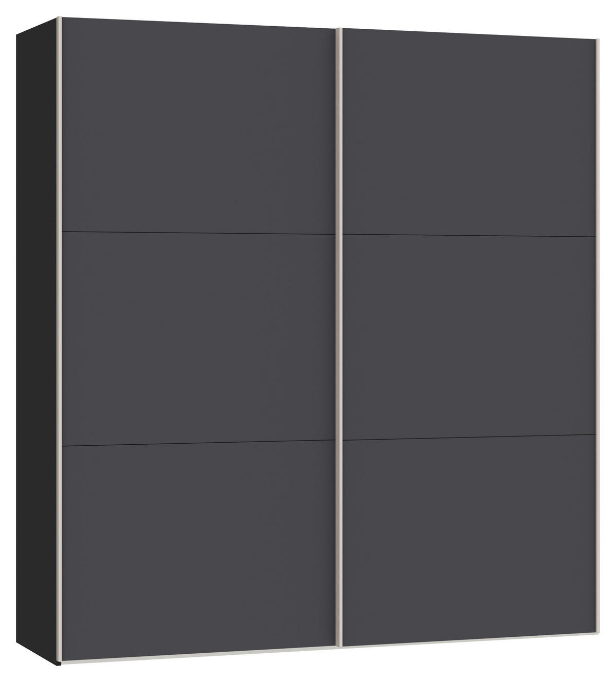 SCHWEBETÜRENSCHRANK  in Anthrazit, Schwarz  - Edelstahlfarben/Anthrazit, Design, Holzwerkstoff (203/215/65cm) - Carryhome
