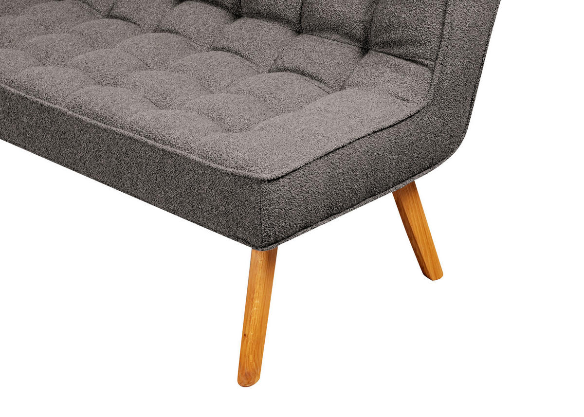 SITZBANK 183/90/79 cm Webstoff Grau Eiche vollmassiv  - Eichefarben/Grau, Design, Holz/Textil (183/90/79cm) - Linea Natura