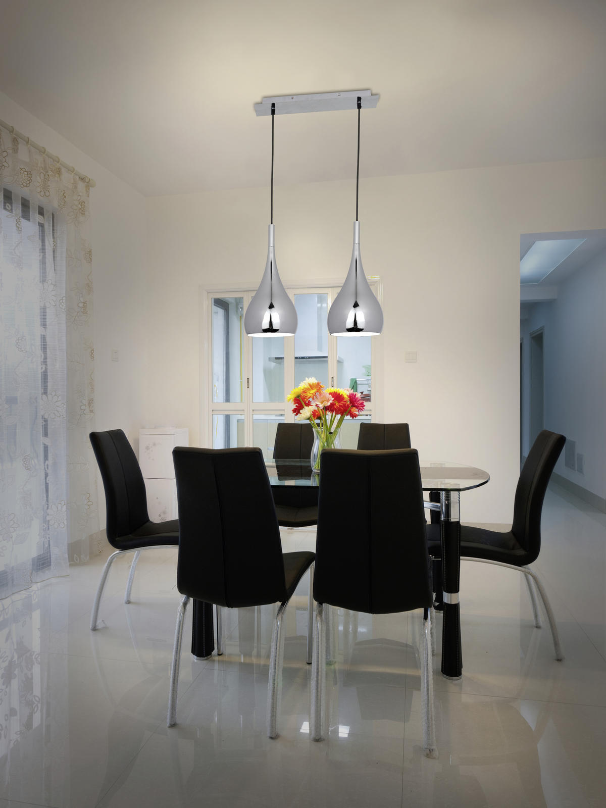 HÄNGELEUCHTE STYLE 40/8/140 cm   - Chromfarben, Trend, Metall (40/8/140cm) - Sonax