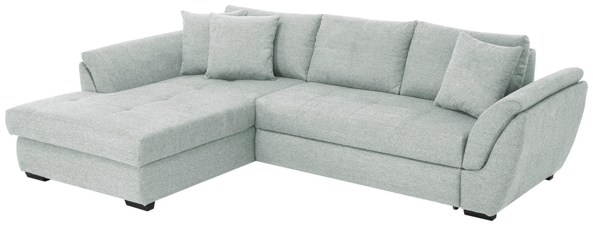 ECKSOFA in Webstoff Hellgrau  - Hellgrau/Schwarz, Design, Kunststoff/Textil (187/278cm) - Livetastic