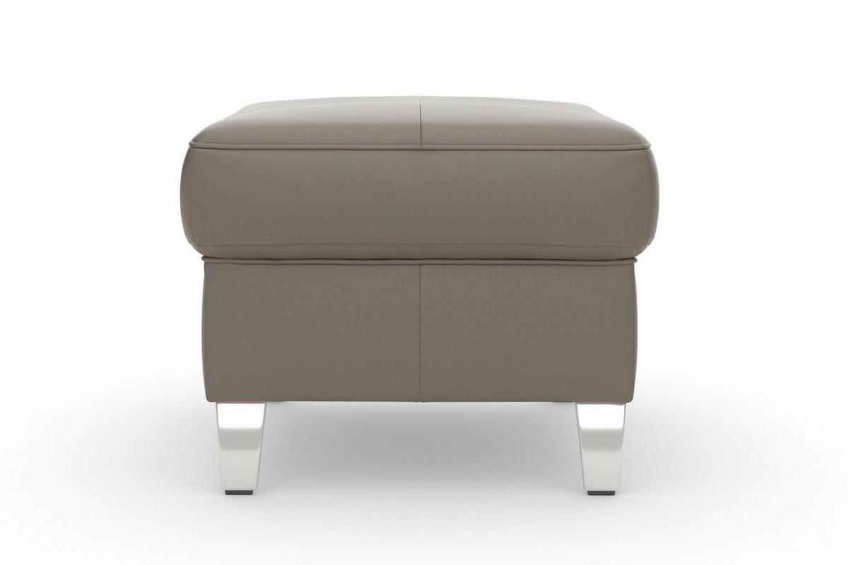 HOCKER ARNGAST E Echtleder Grau  - Chromfarben/Grau, Basics, Leder/Metall (58/48/58cm) - Sit & More
