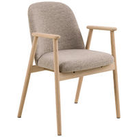 ARMLEHNSTUHL in Holz, Textil Beige  - Hellbraun/Eichefarben, MODERN, Holz/Textil (55,5/80,5/57cm) - Livetastic