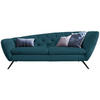 CHESTERFIELD-SOFA in Mikrofaser Schwarz, Petrol  - Petrol/Schwarz, Design, Textil/Metall (223/84/90cm) - Pure Home Lifestyle