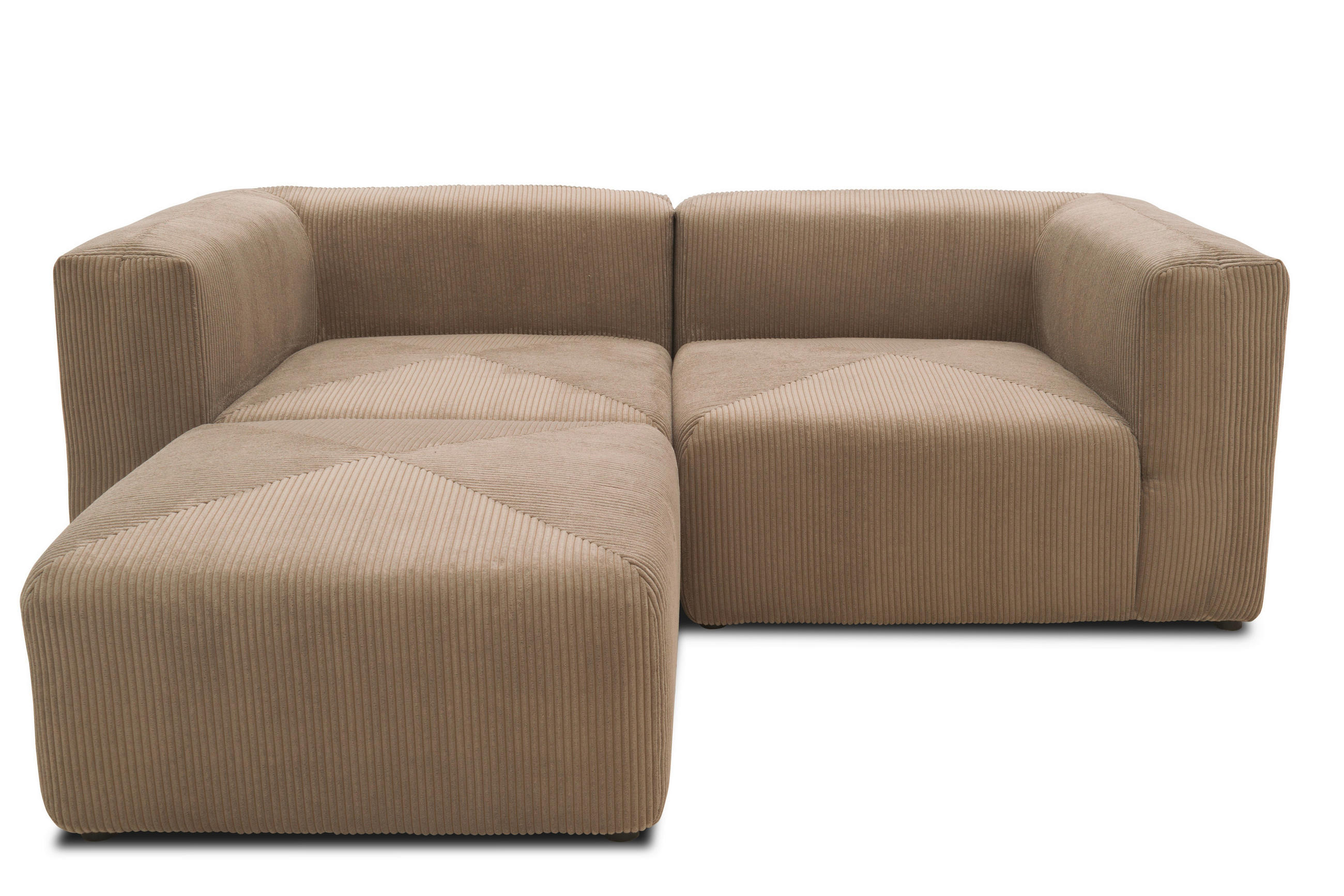 ECKSOFA Schlammfarben Cord, Mikrofaser - Schlammfarben/Schwarz, Design, Kunststoff/Textil (216/69/193cm) - MID.YOU