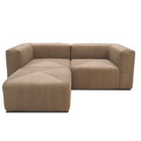 ECKSOFA Schlammfarben Cord, Mikrofaser  - Schlammfarben/Schwarz, Design, Kunststoff/Textil (216/69/193cm) - MID.YOU