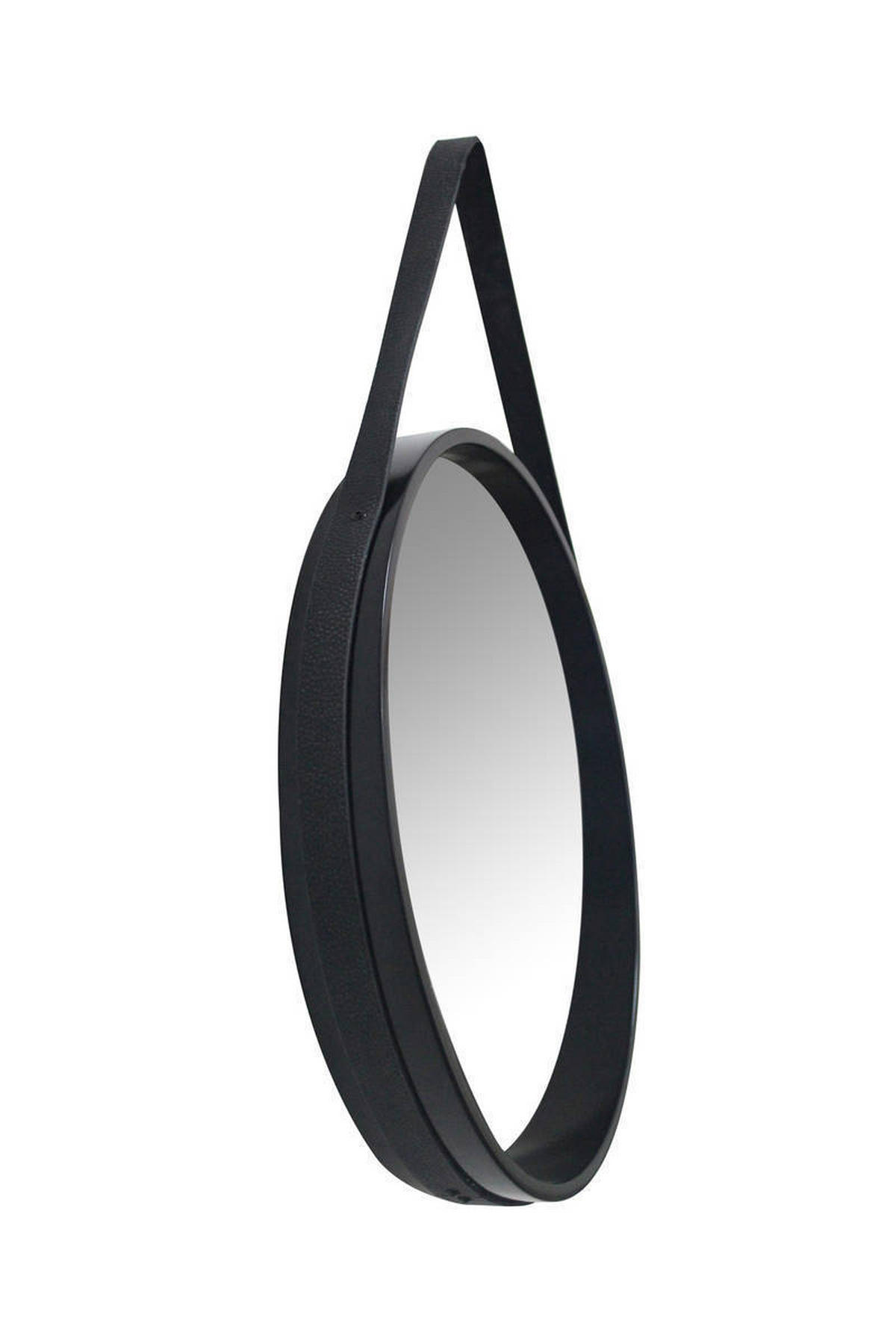 WANDSPIEGEL 49,5/49,5/3,5-7,5 cm    in rund  - Schwarz, Basics, Glas/Holzwerkstoff (49,5/49,5/3,5-7,5cm) - Kayoom
