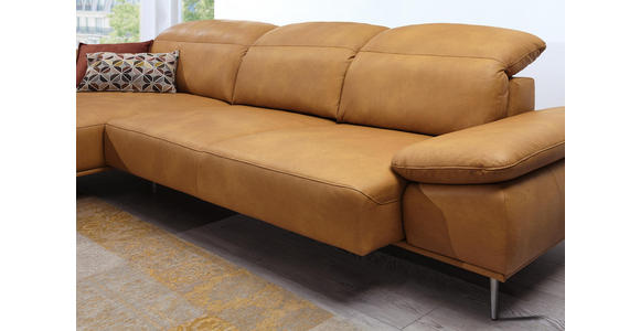 WOHNLANDSCHAFT in Leder Braun - Schwarz/Braun, Natur, Leder/Metall (288/182cm) - Valnatura