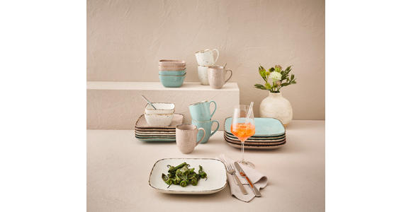 KOMBISERVICE Türkis, Weiß, Taupe Urban Life Square 24-teilig 6 Personen  - Türkis/Taupe, LIFESTYLE, Keramik - Landscape