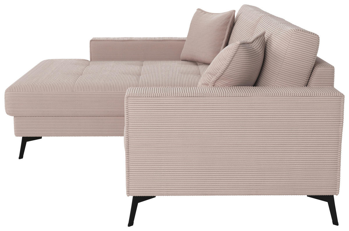 ECKSOFA TED Rosa Cord Zierkissen  - Schwarz/Rosa, Trend, Textil/Metall (174/228cm) - P & B