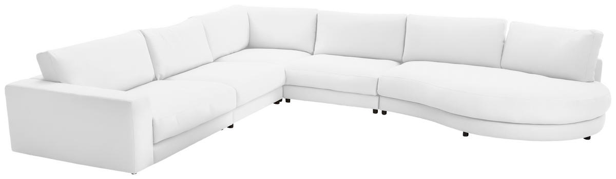 ECKSOFA in Chenille, Cord Weiss  - Weiss/Schwarz, Design, Kunststoff/Textil (365/425cm) - Lomoco