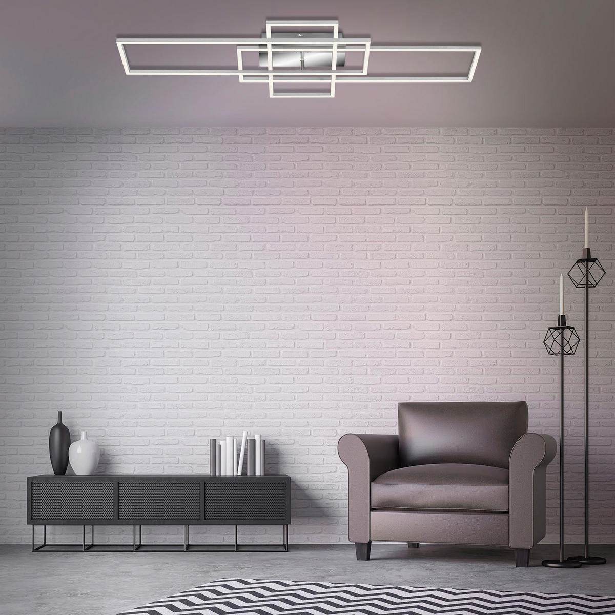 LED-DECKENLEUCHTE 104/42/10 cm   - Chromfarben, Design, Kunststoff/Metall (104/42/10cm)