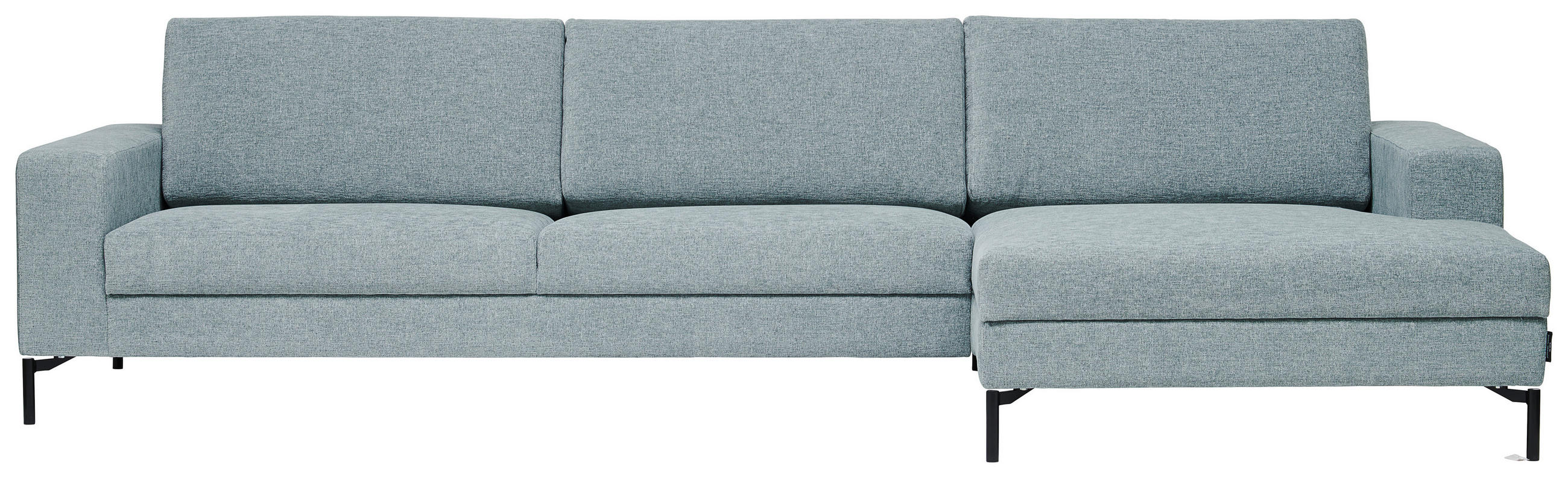 ECKSOFA Quattro in Chenille Hellblau  310/155 cm  - Schwarz/Hellblau, Design, Textil/Metall (310/155cm) - Johann Jakob