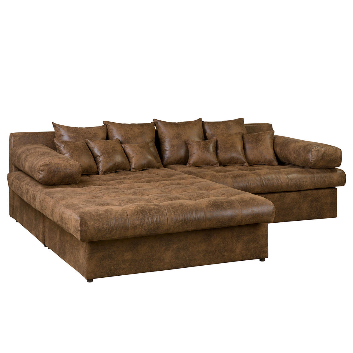 ECKSOFA Naomi in Lederlook Braun Rückenkissen  243/284 cm  - Schwarz/Braun, Design, Kunststoff/Textil (243/284cm) - P & B