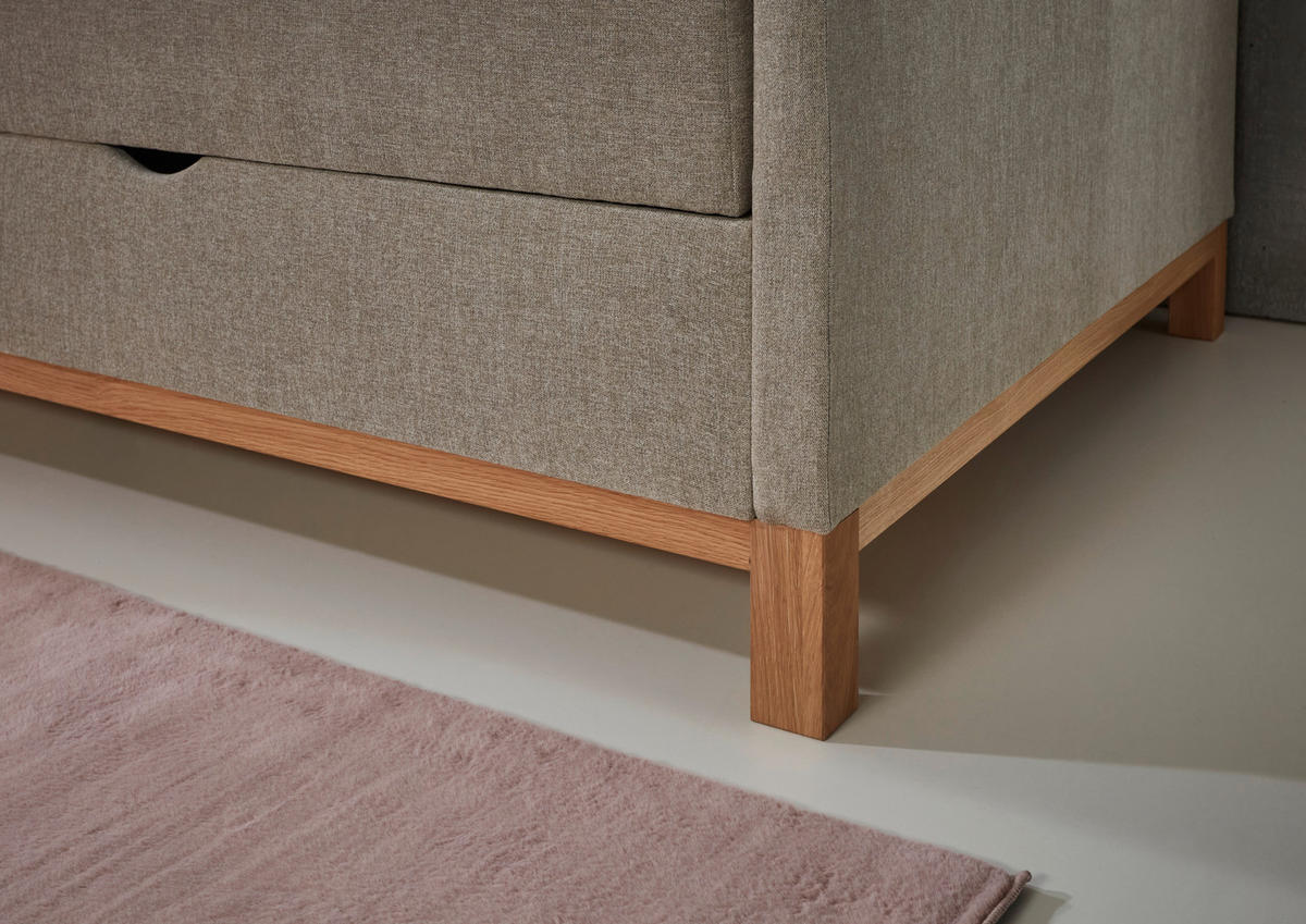 BOXBETT 90/200 cm  in Taupe  - Taupe/Eichefarben, Design, Holz/Textil (90/200cm) - Boxxx