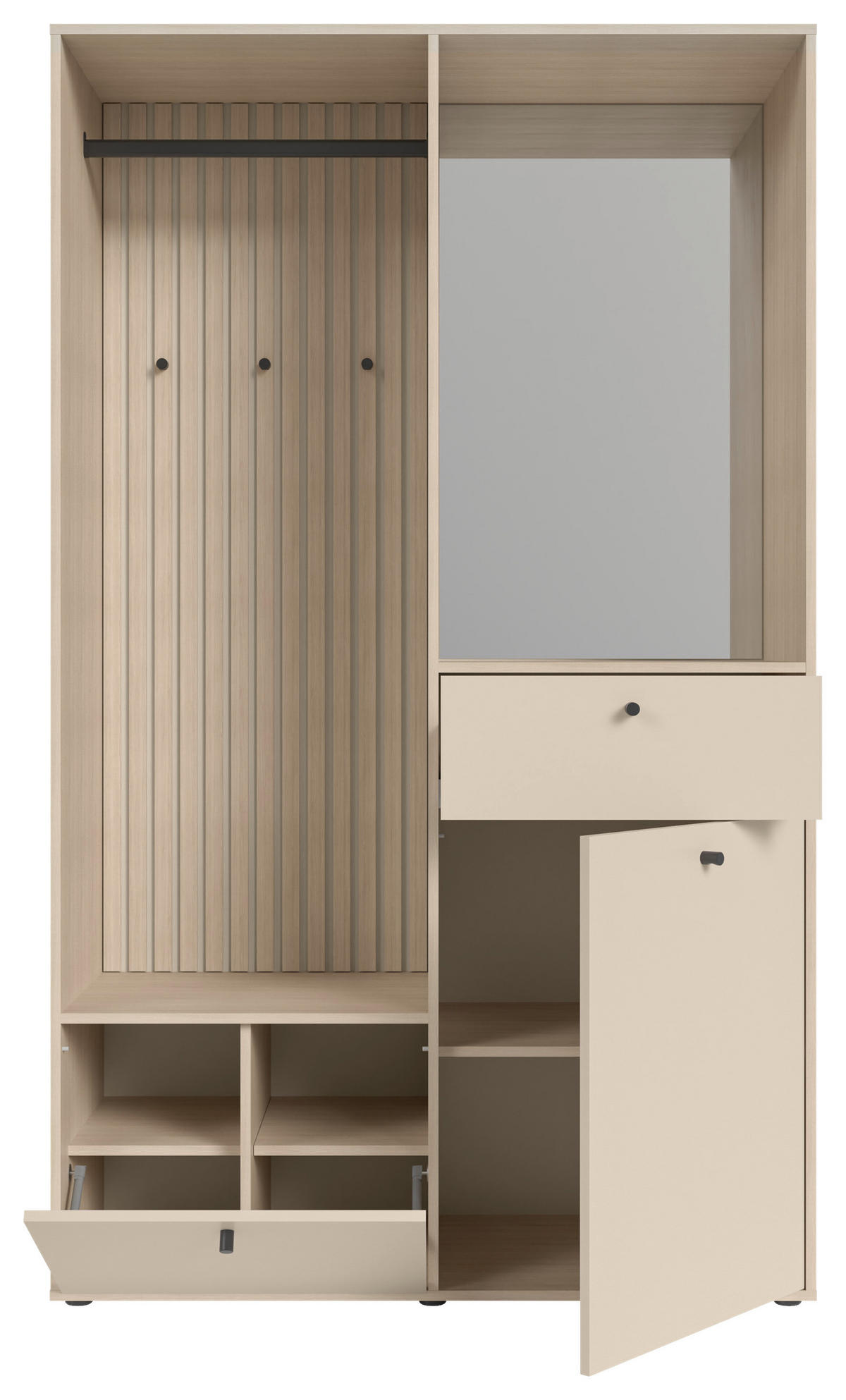 GARDEROBE 4-teilig  in 120/200/50 cm  - Kaschmir/Eichefarben, Design, Glas/Holzwerkstoff (120/200/50cm) - Xora
