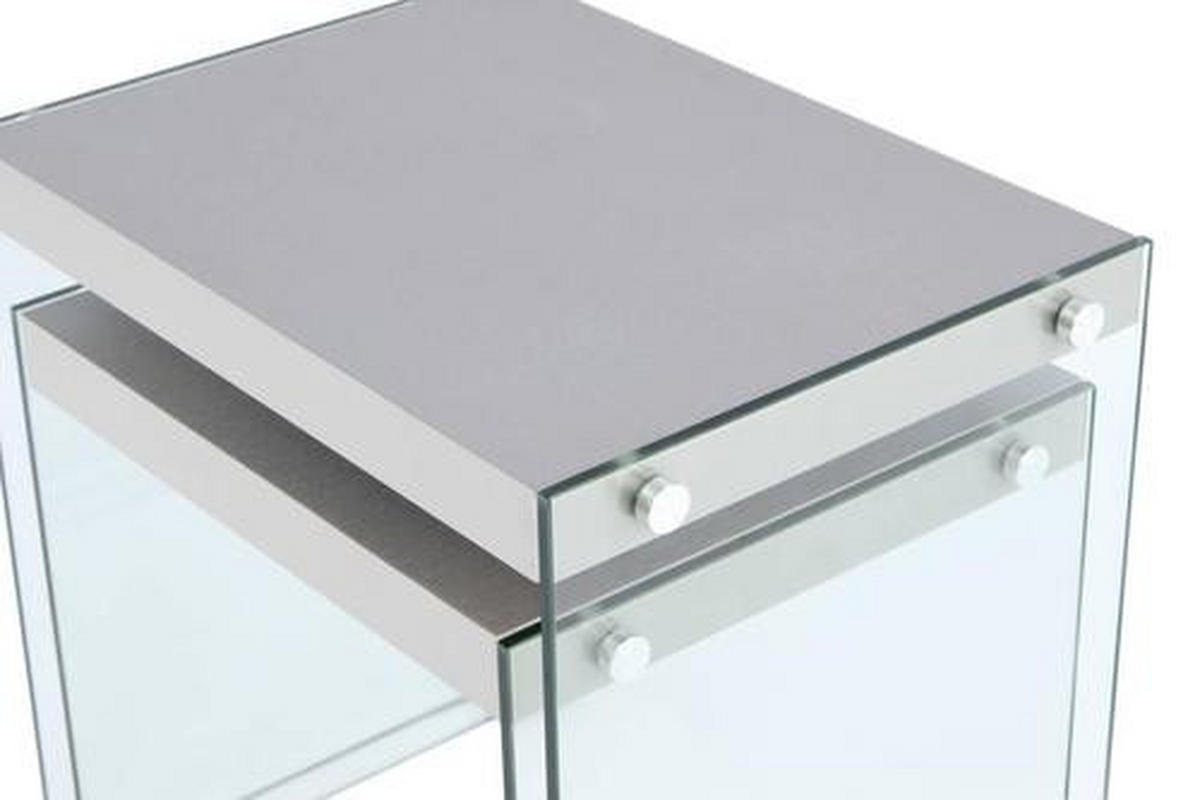 BEISTELLTISCHSET in Glas, Holzwerkstoff  - Klar/Silberfarben, Basics, Glas/Holzwerkstoff - Kayoom