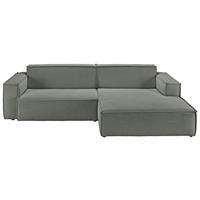 ECKSOFA in Feincord Olivgrün  276/168 cm  - Schwarz/Olivgrün, KONVENTIONELL, Kunststoff/Textil (276/168cm) - Hom`in