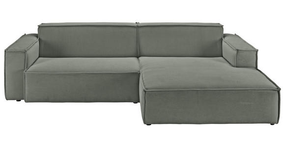 ECKSOFA in Feincord Olivgrün  276/168 cm  - Schwarz/Olivgrün, KONVENTIONELL, Kunststoff/Textil (276/168cm) - Hom`in