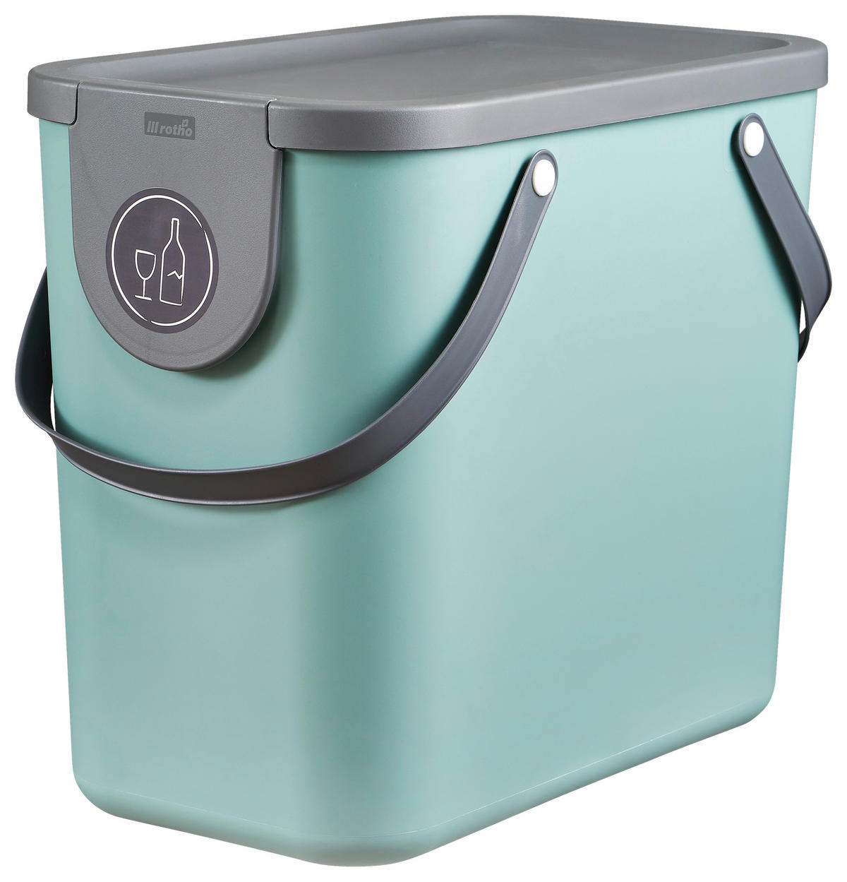 ABFALLSAMMLER 25 l  Kunststoff  - Türkis/Dunkelgrün, Basics, Kunststoff (23,5/34/40cm) - Rotho