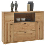 HIGHBOARD Eichefarben, Dunkelgrau  148/106/37 cm  - Wildeiche/Dunkelgrau, Design, Glas/Holz (148/106/37cm) - Valnatura