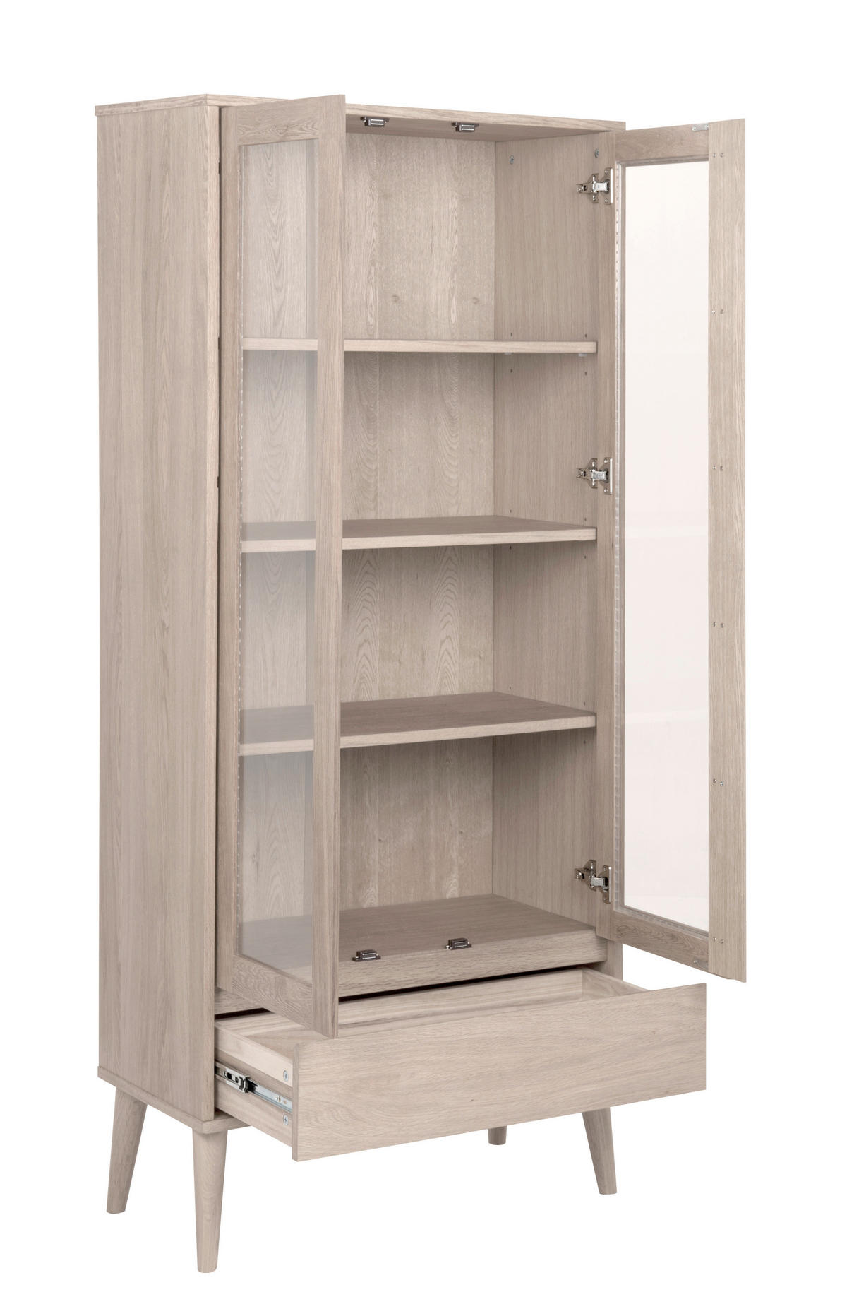 VITRINE in Eiche Eiche Bianco  - Eiche Bianco, KONVENTIONELL, Glas/Holz (80/178/37cm)
