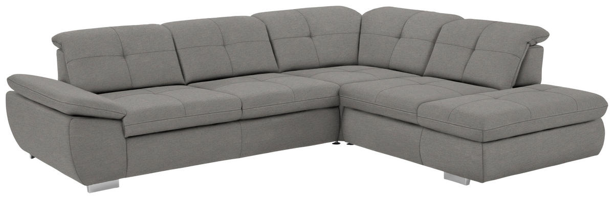 ECKSOFA in Mikrofaser Hellgrau  - Silberfarben/Hellgrau, Design, Textil/Metall (320/260cm) - Beldomo Speed