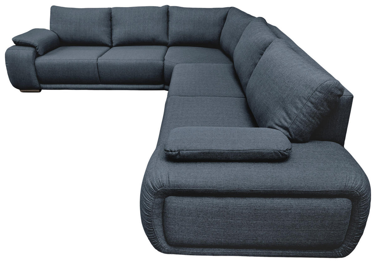 ECKSOFA Blau Struktur  - Chromfarben/Blau, KONVENTIONELL, Textil/Metall (310/280cm) - Carryhome