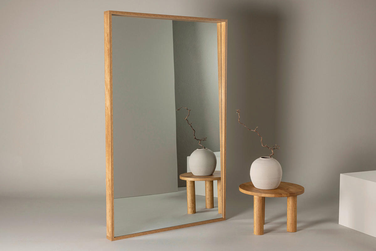 DEKOSPIEGEL 125/196/10 cm    in rechteckig  - Beige, MODERN, Glas/Holz (125/196/10cm) - Livetastic