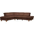 ECKSOFA in Mikrofaser Dunkelbraun 271/239 cm - Dunkelbraun/Beige, LIFESTYLE, Holz/Textil (271/239cm) - Cantus