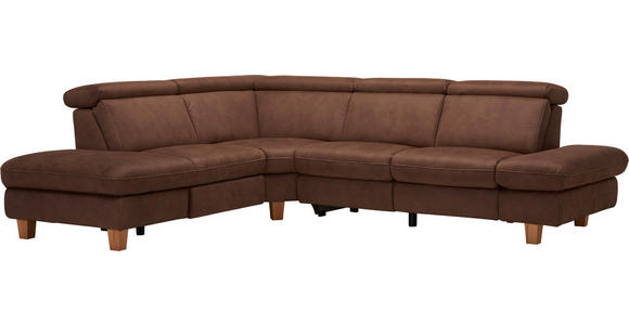 ECKSOFA in Mikrofaser Dunkelbraun 271/239 cm - Dunkelbraun/Beige, LIFESTYLE, Holz/Textil (271/239cm) - Cantus