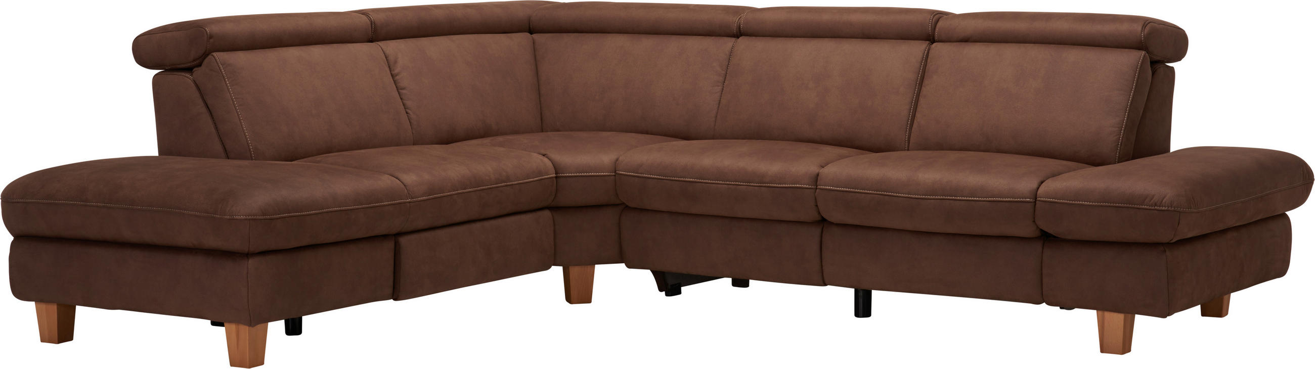 ECKSOFA in Mikrofaser Dunkelbraun  - Dunkelbraun/Beige, Lifestyle, Holz/Textil (271/239cm) - Cantus