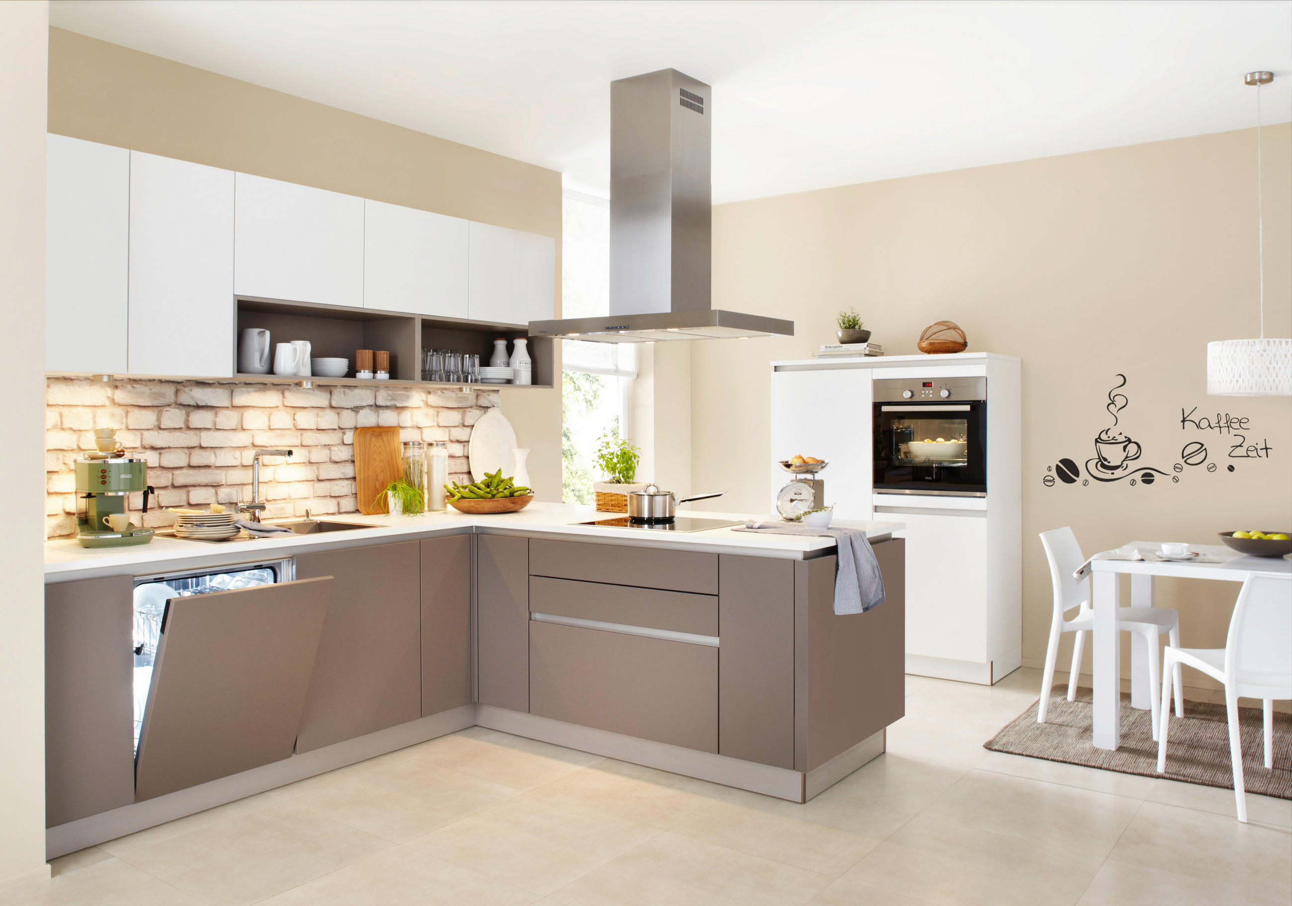 EINBAUKÜCHE SOFT LACK  - Schlammfarben/Weiß, Design, Holzwerkstoff - Nolte Küchen