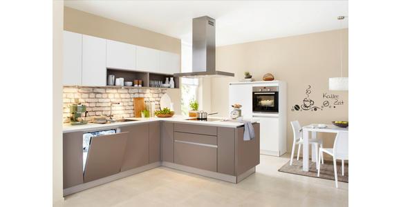 EINBAUKÜCHE   - Schlammfarben/Weiß, Design, Holzwerkstoff - Dieter Knoll