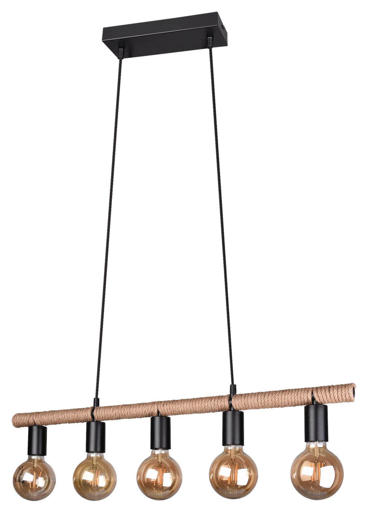 HÄNGELEUCHTE  80/150/9 cm   - Schwarz, Design, Metall (80/150/9cm) - P & B