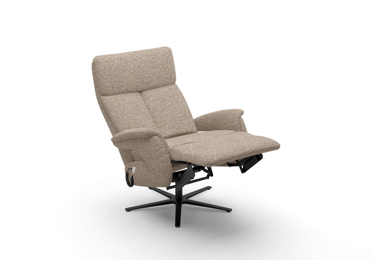RELAXSESSEL TV TRIPLE SEVEN XTRA LARGE S1 Chenille Kopfteilverstellung, Fußteilverstellung, Rücken echt    - Schwarz/Cappuccino, Basics, Textil/Metall (86/111/86cm) - Sit & More
