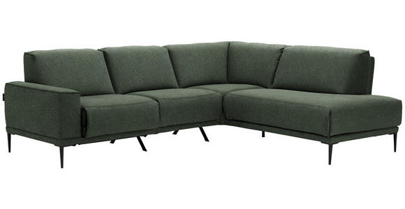 ECKSOFA  in Flachgewebe Grün  260/210 cm  - Schwarz/Grün, Design, Textil/Metall (260/210cm) - Johann Jakob