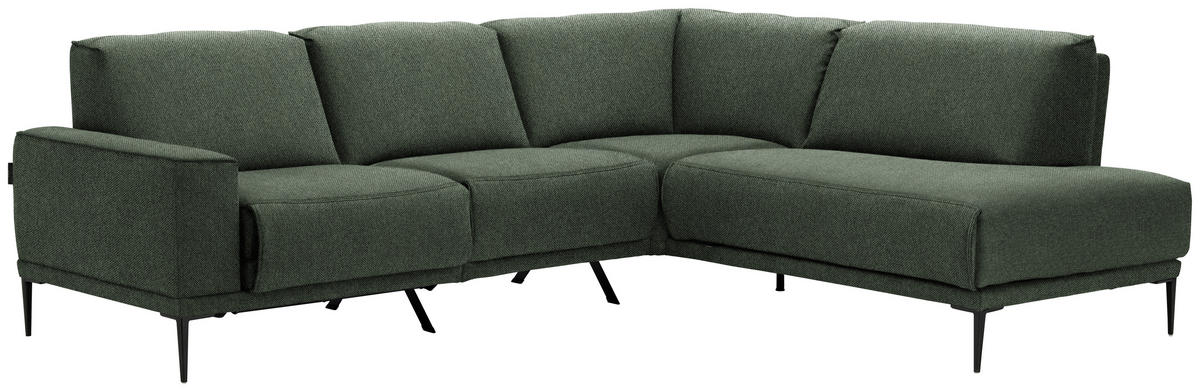ECKSOFA in Flachgewebe Grün  260/210 cm  - Schwarz/Grün, Design, Textil/Metall (260/210cm) - Johann Jakob