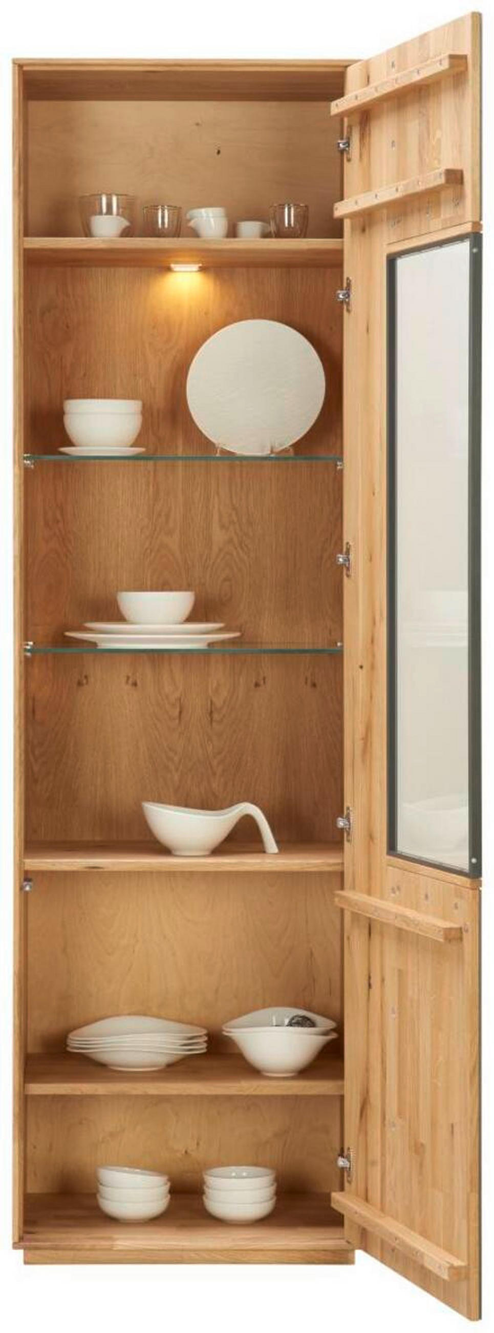VITRINE in massiv Wildeiche Anthrazit, Eichefarben  - Eichefarben/Anthrazit, Design, Glas/Holz (61/205/40cm) - Waldwelt