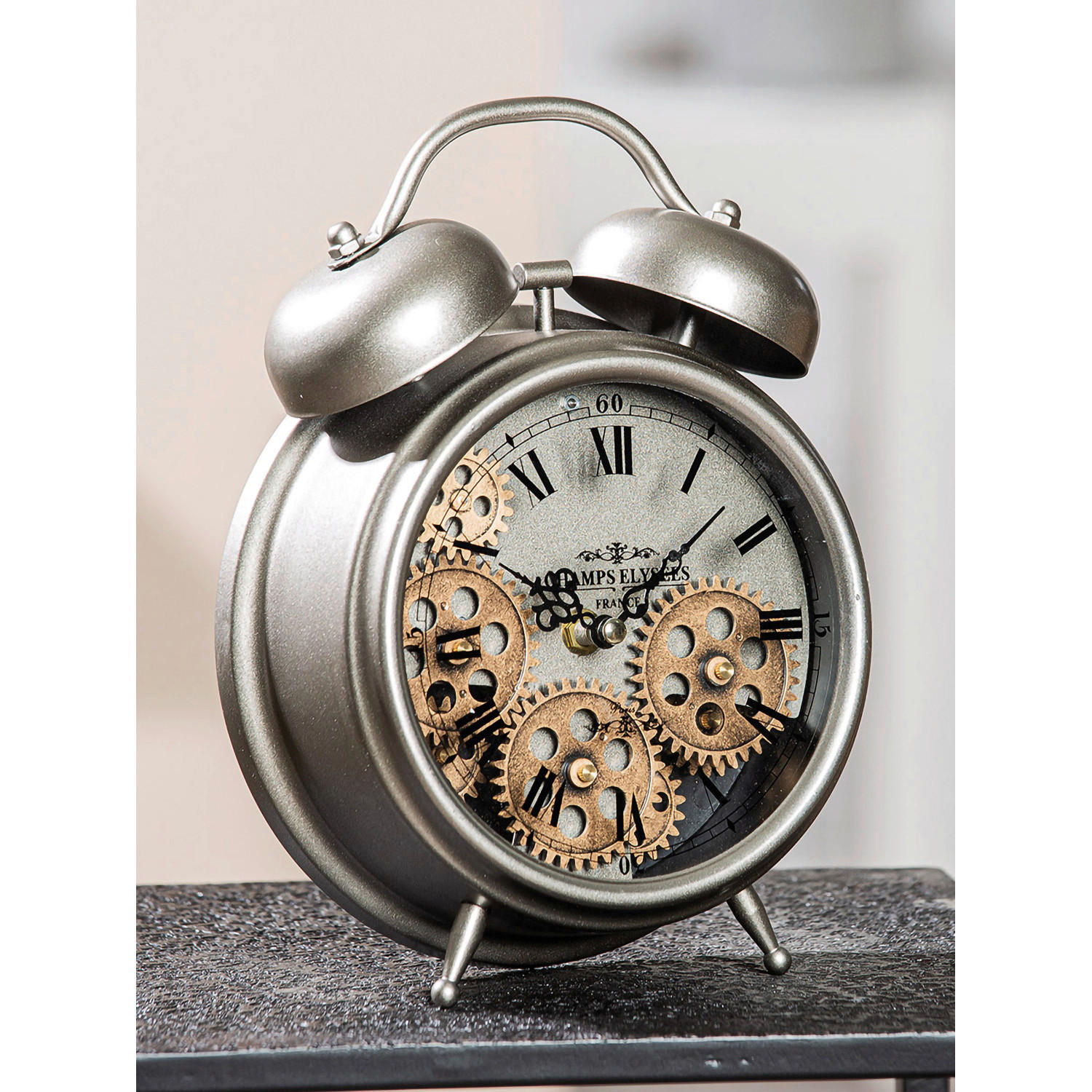 TISCHUHR  Silberfarben  - Silberfarben, LIFESTYLE, Kunststoff/Metall (19,5/25,5/7,5cm)