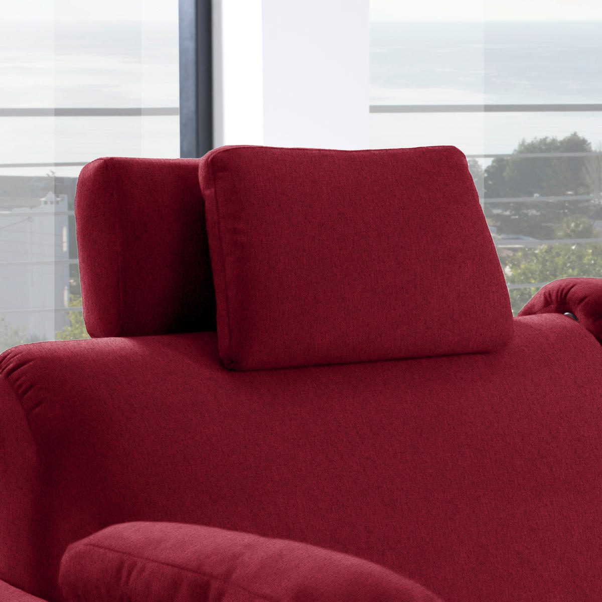 ECKSOFA in Flachgewebe Rot  261/203 cm  - Eichefarben/Rot, KONVENTIONELL, Holz/Textil (261/203cm) - Sedda