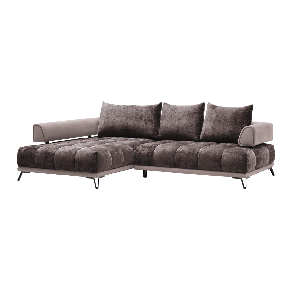 HÖRNSOFFA i brun  - brun/svart, Modern, metall/textil (184/67-87/262cm) - MID.YOU
