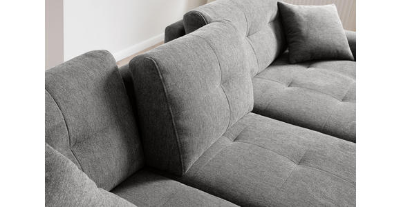 ECKSOFA in Mikrofaser Grau  - Chromfarben/Grau, MODERN, Kunststoff/Textil (276/193cm) - Hom`in