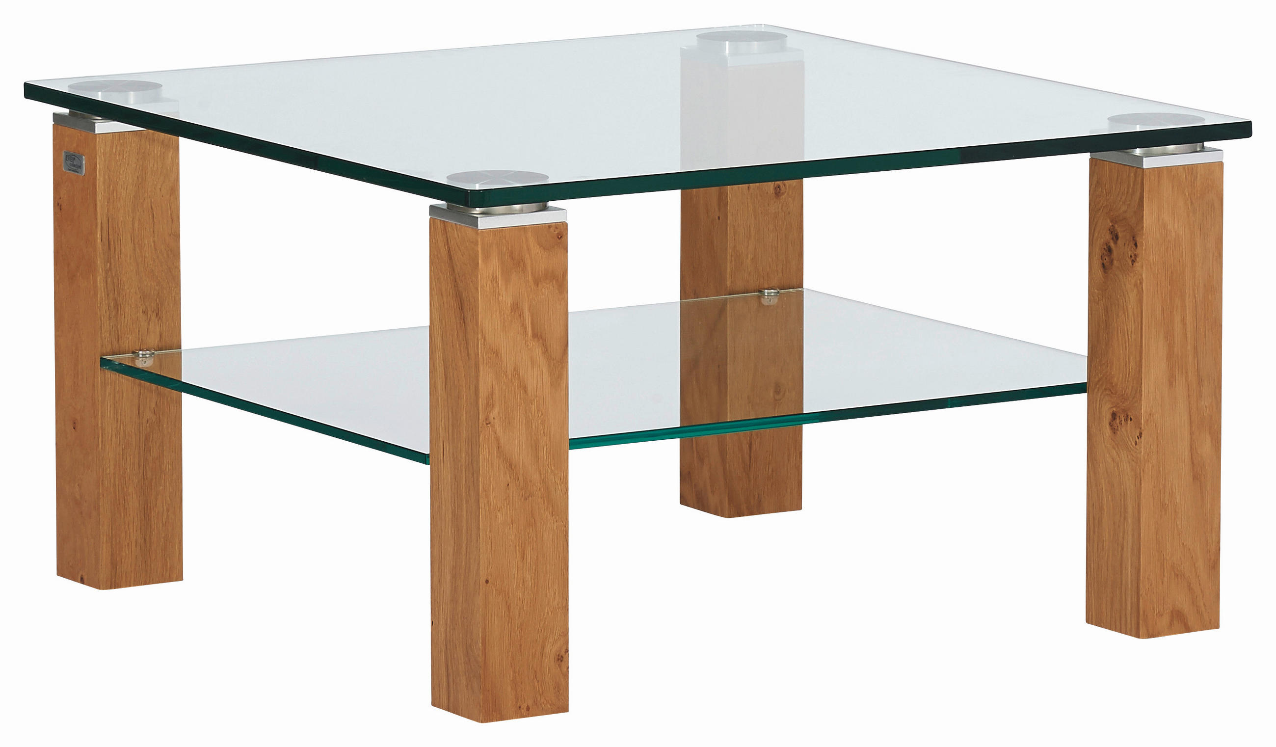 COUCHTISCH Eiche furniert Kristallglas 75/75/43 cm quadratisch Eichefarben  - Eichefarben, Design, Glas/Holz (75/75/43cm)