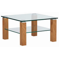 COUCHTISCH Eiche furniert Kristallglas 75/75/43 cm quadratisch Eichefarben  - Eichefarben, Design, Glas/Holz (75/75/43cm)