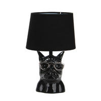 STOLNÍ LAMPA, E14, 18/29 cm  - černá, Trend, textil/keramika (18/29cm)